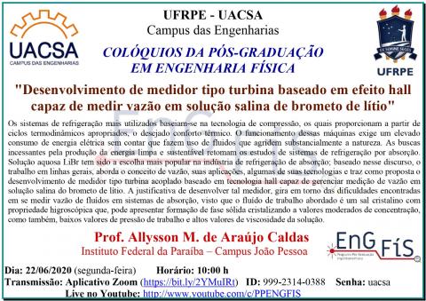 Colóquios da Pós-Graduação em Engenharia Física – 22/06/2020 Colóquios da Pós-Graduação em Engenharia Física – 22/06/2020