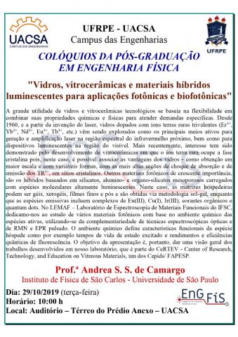 Colóquios da Pós-Graduação em Engenharia Física – 29/10/2019 (terça-feira) Colóquios da Pós-Graduação em Engenharia Física – 29/10/2019 (terça-feira)