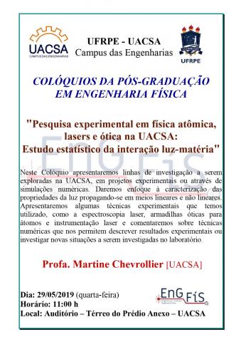 Colóquios da Pós-Graduação em Engenharia Física – 29/05/2019 Colóquios da Pós-Graduação em Engenharia Física – 29/05/2019