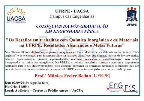 Colóquios da Pós-Graduação em Engenharia Física – 09/09/2019 Colóquios da Pós-Graduação em Engenharia Física – 09/09/2019