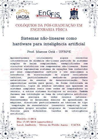 Colóquios da Pós-Graduação em Engenharia Física – 17/07/2019 Colóquios da Pós-Graduação em Engenharia Física – 17/07/2019