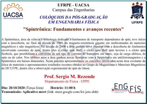 Colóquios da Pós-Graduação em Engenharia Física – 20/10/2020 Colóquios da Pós-Graduação em Engenharia Física – 20/10/2020
