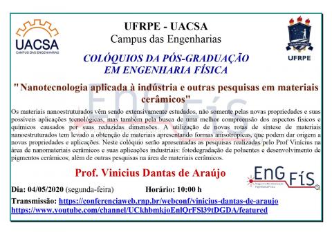 Colóquios da Pós-Graduação em Engenharia Física – 04/05/2020